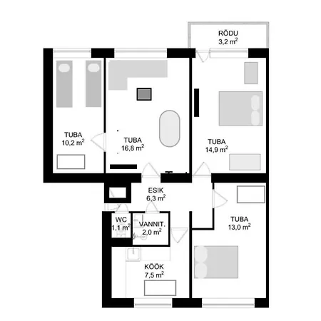 Tammsaare Residence- 4 Rooms, Free Parking
